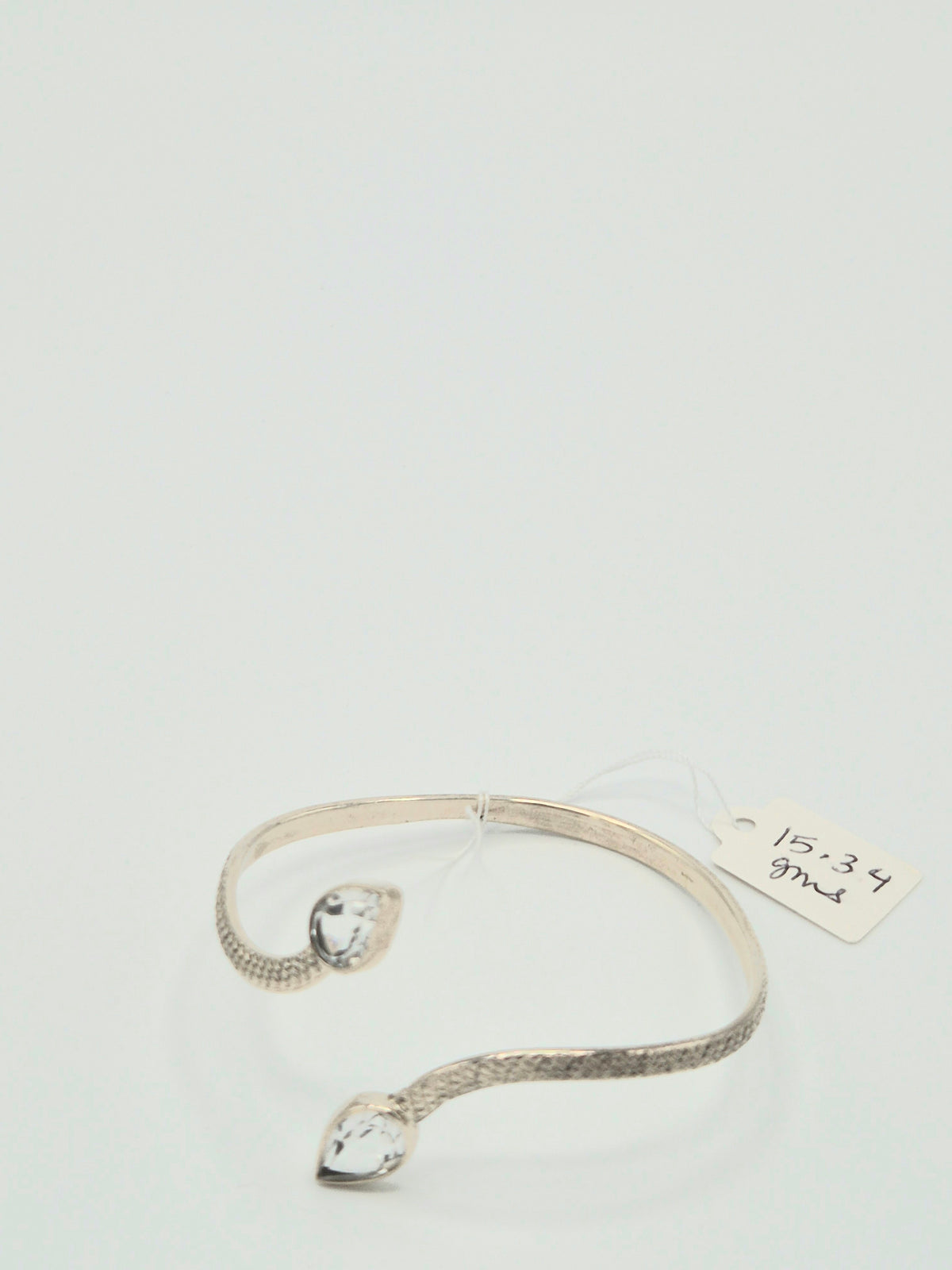The Pear-Cut Rock Crystal Bypass Sterling Silver Bangle