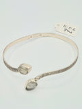 The Etched Scroll Stone-Terminal Sterling Silver Bangle