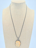 Black cord chain with silver loop and bumblebee Jasper pendant
