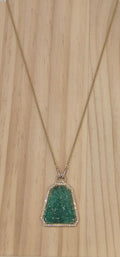 Carved Emerald with Diamonds Pendant 18 karat Gold Necklace