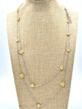 Double Line Gold-Plated Falling Leaves Necklace