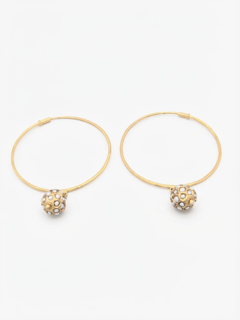 Gold Loops with Pearl Hangings