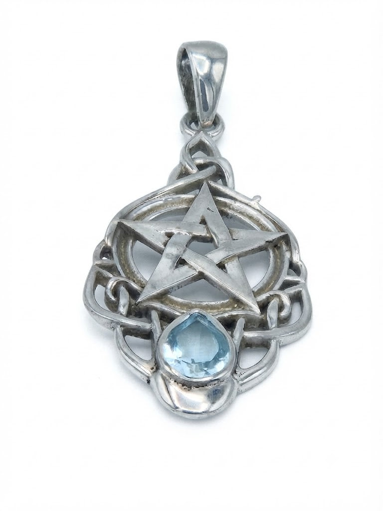 Mystic Pentacle Topaz Blue Pendant