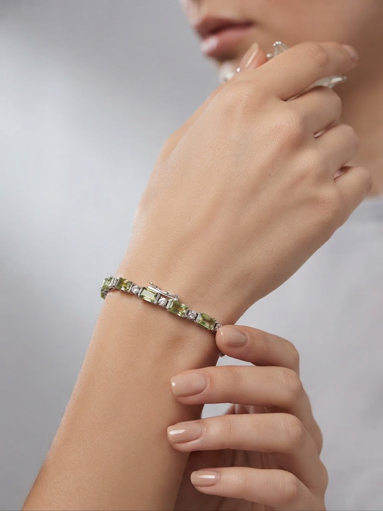 Peridot Bracelet with Cubic Zirconia