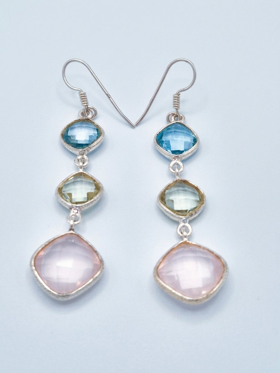Rose Quartz, Green Amethyst & Blue Topaz