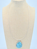 Silver cord chain with Turquoise pendant