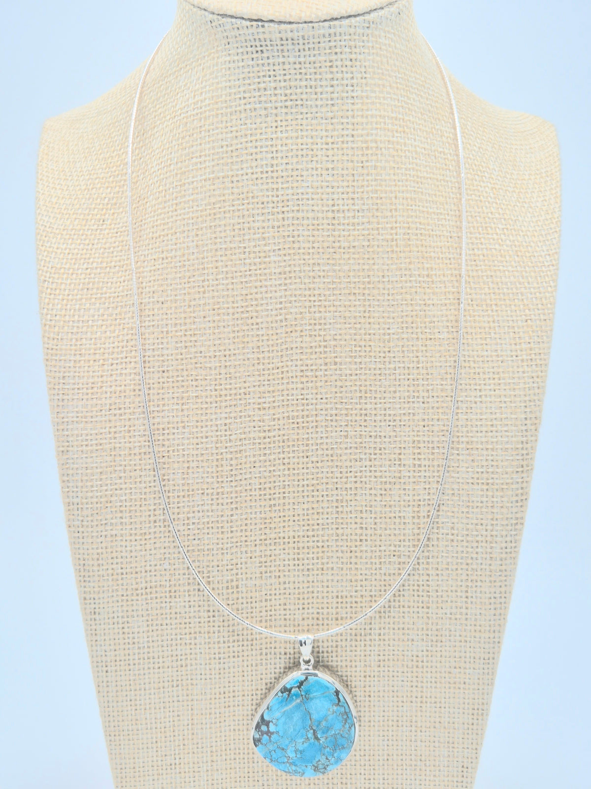 Silver cord chain with Turquoise pendant