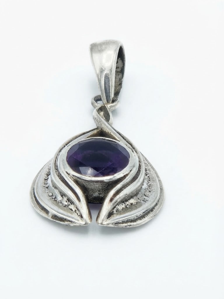 Pendentif œil porte-bonheur en argent sterling et améthyste