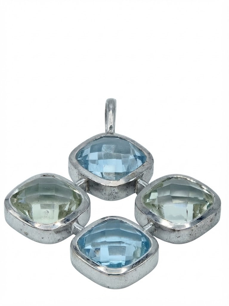 Anhänger aus Sterlingsilber mit Multistein-Cluster