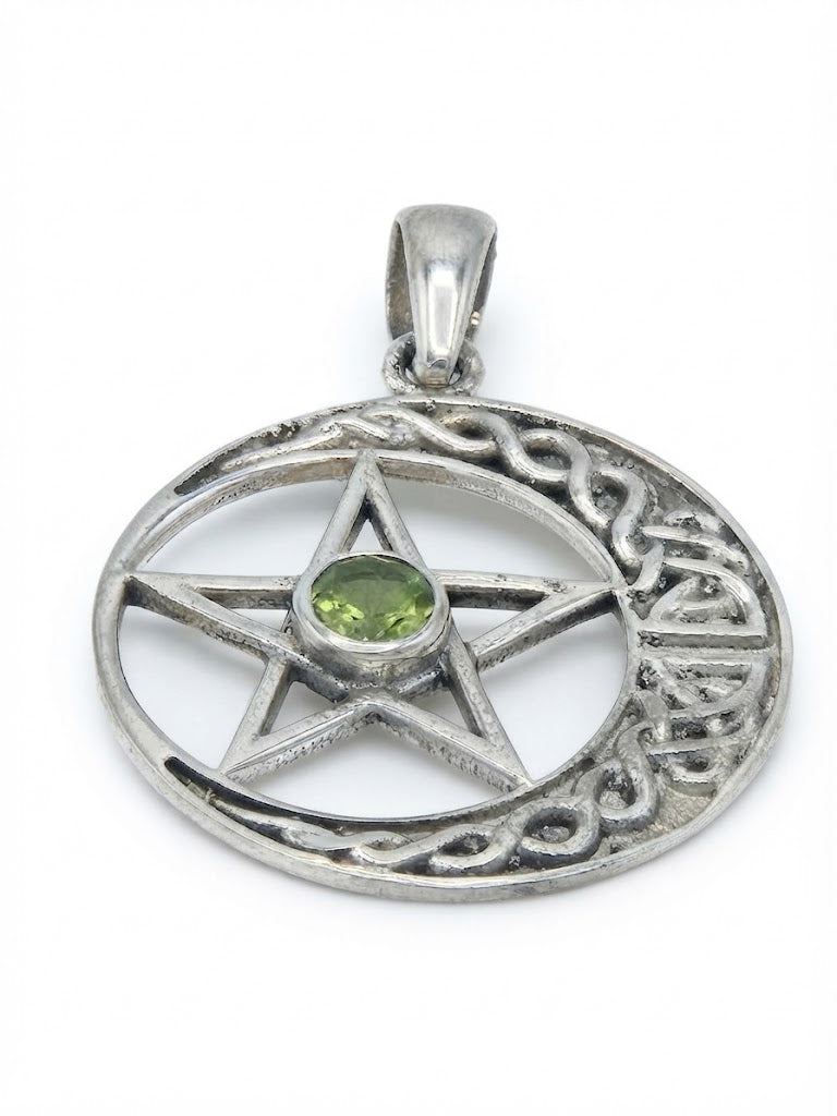 Sterling Silver Triple Moon Pentacle Pendant