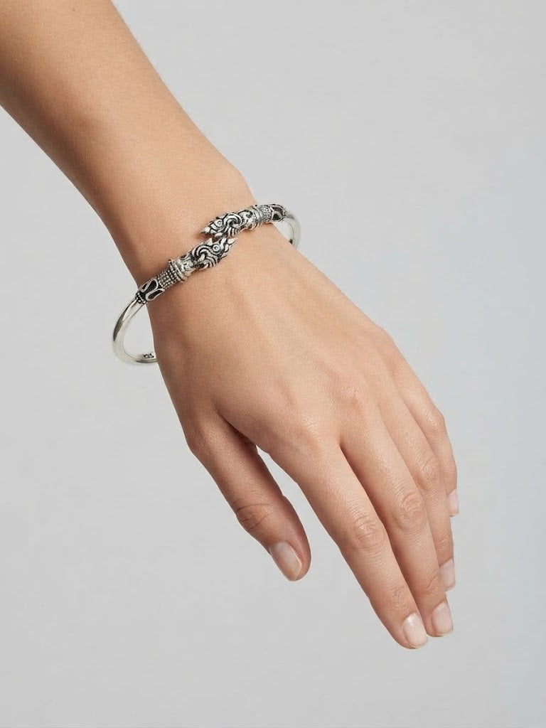 The Mythical Guardian Sterling Silver Torque Bangle